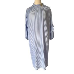 icy blue chiffon Elegant Blue Pleated Dress